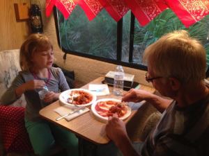 Inside dining for two - granddaughter & Grampy