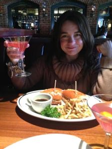 French dip made with prime rib, horseradish sauce, fries and a Cosmo